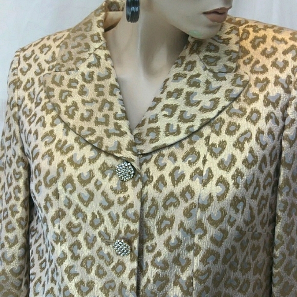 Rickie Freeman Teri Jon Nites Saks Fifth Ave. Metallic Golden Skirt suite - Picture 2 of 9